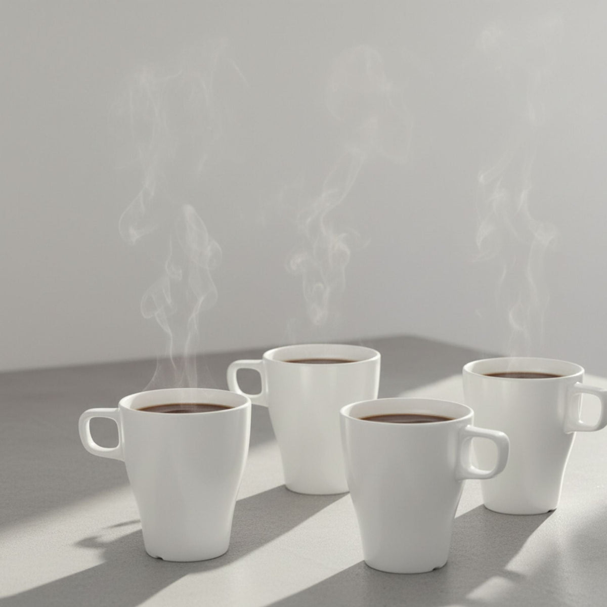 Set 4 Tazas Cerámica Blanca - Loza granel