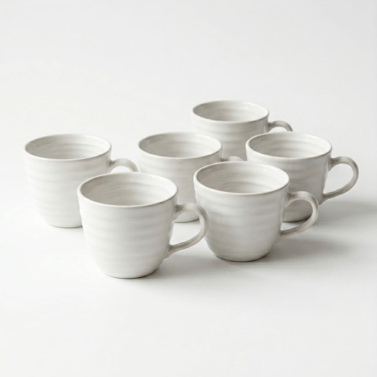 Set 6 Tazas Mug Cerámica Artesanal Asís 470 ml — Forma Ancha para Café con Leche