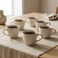 Set 6 Tazas Mug Cerámica Artesanal Asís 470 ml — Forma Ancha para Café con Leche