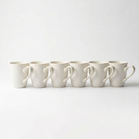 Set 6 Tazas Mug Cerámica Bérgamo 350 ml — Cilíndrica Blanco Marfil Estilo Nórdico