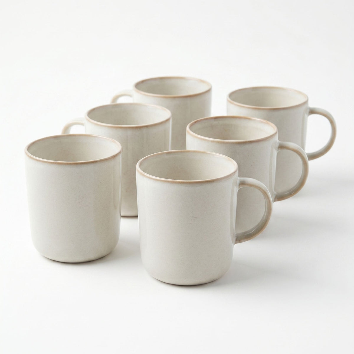 Set 6 Tazas Mug Cerámica Luxor 380 ml — Esmalte Reactivo Arena Acabado Artesanal