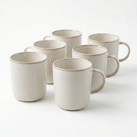 Set 6 Tazas Mug Cerámica Luxor 380 ml — Esmalte Reactivo Arena Acabado Artesanal