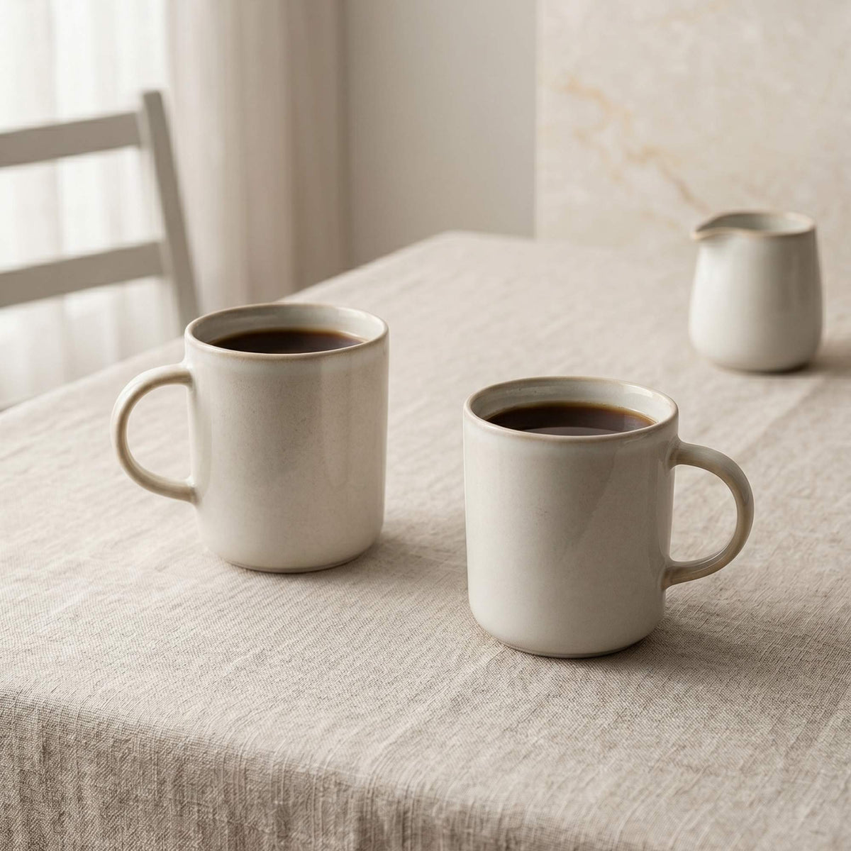 Set 6 Tazas Mug Cerámica Luxor 380 ml — Esmalte Reactivo Arena Acabado Artesanal