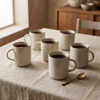 Set 6 Tazas Mug Cerámica Luxor 380 ml — Esmalte Reactivo Arena Acabado Artesanal