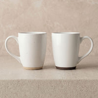 Set 6 Tazas Mug Cerámica Malmo 380 ml — Blanco Moteado Surtido 2 Modelos