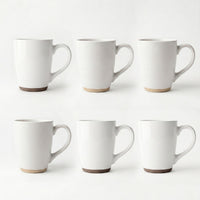 Set 6 Tazas Mug Cerámica Malmo 380 ml — Blanco Moteado Surtido 2 Modelos