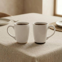 Set 6 Tazas Mug Cerámica Malmo 380 ml — Blanco Moteado Surtido 2 Modelos