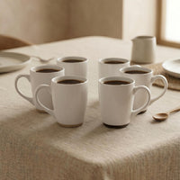 Set 6 Tazas Mug Cerámica Malmo 380 ml — Blanco Moteado Surtido 2 Modelos