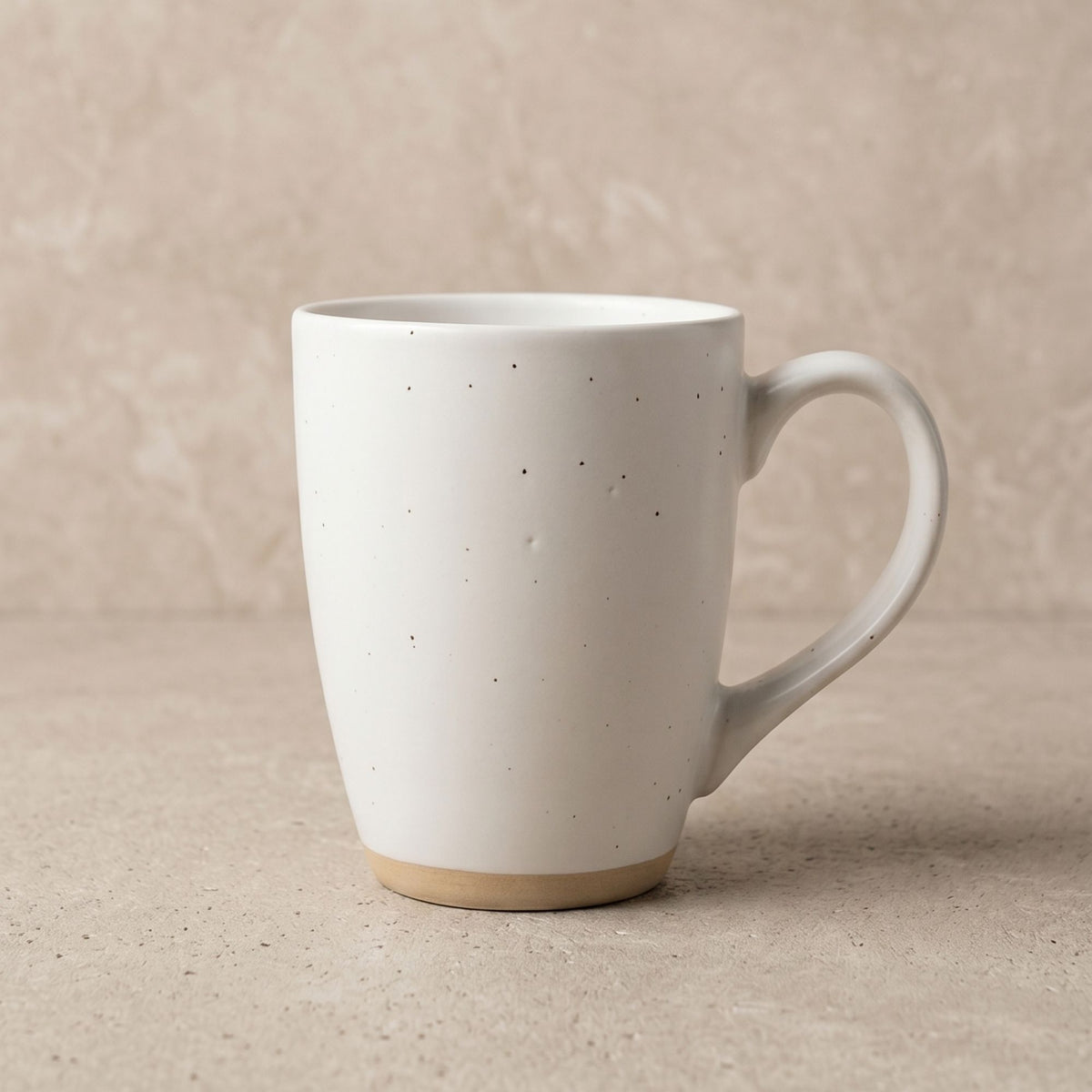 Set 6 Tazas Mug Cerámica Malmo 380 ml — Blanco Moteado Surtido 2 Modelos
