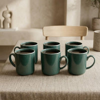 Set 6 Tazas Mug Cerámica Manaos 380 ml — Verde Bosque Esmalte Reactivo