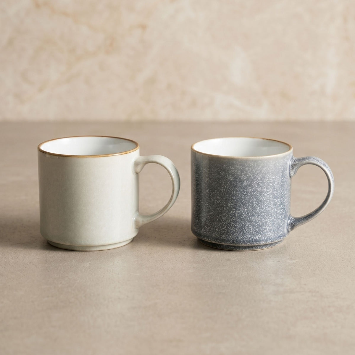 Set 6 Tazas Mug Cerámica Uyuni 500 ml XL — Barril Bicolor Borde Dorado