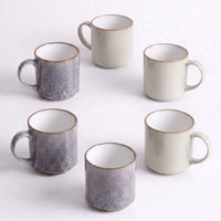 Set 6 Tazas Mug Cerámica Uyuni 500 ml XL — Barril Bicolor Borde Dorado