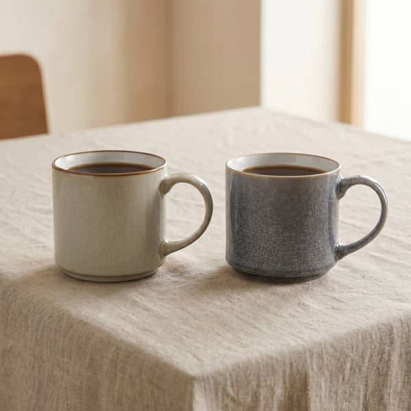 Set 6 Tazas Mug Cerámica Uyuni 500 ml XL — Barril Bicolor Borde Dorado