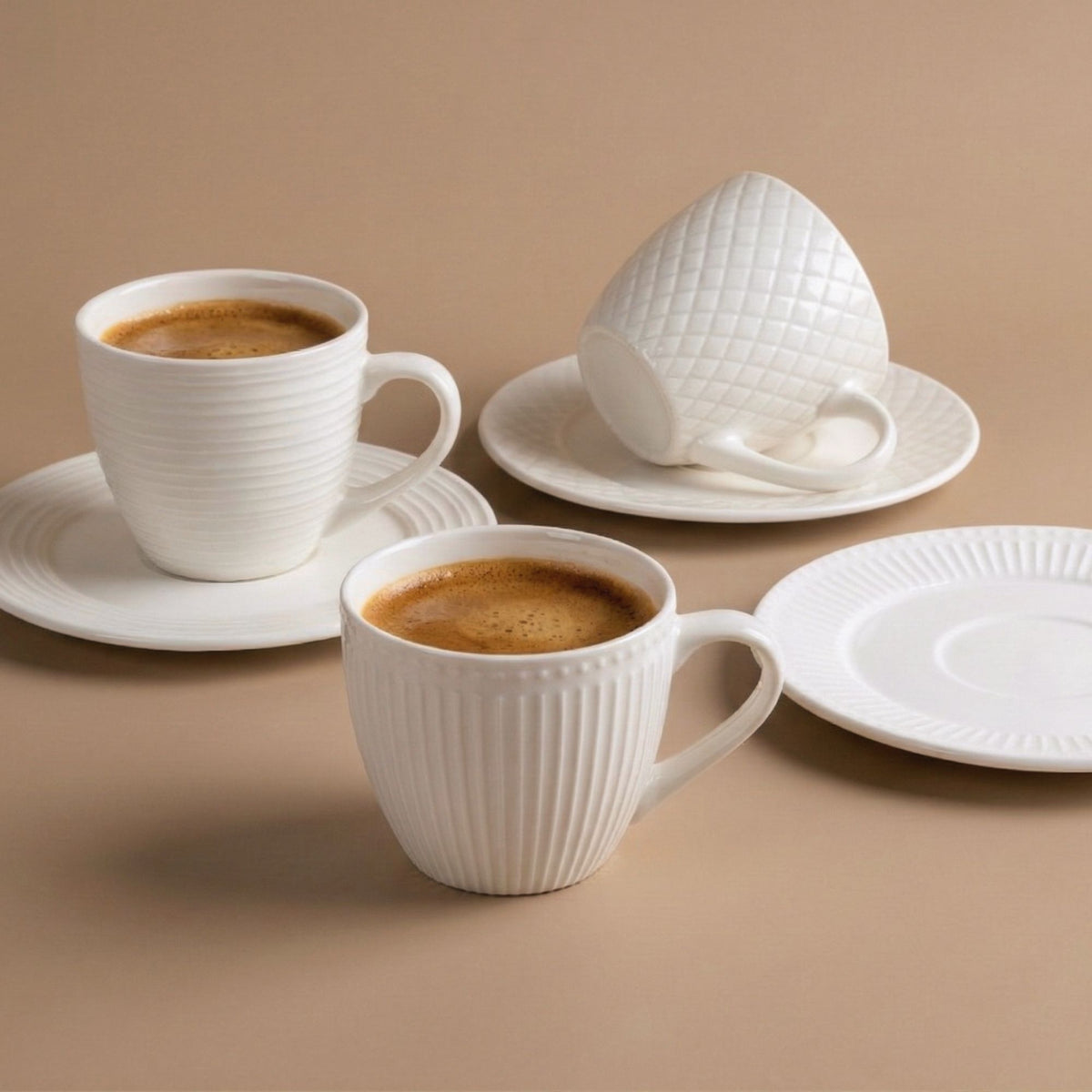 Juego de Té o Café de Porcelana 6 Tazas y 6 Platos 210 ml