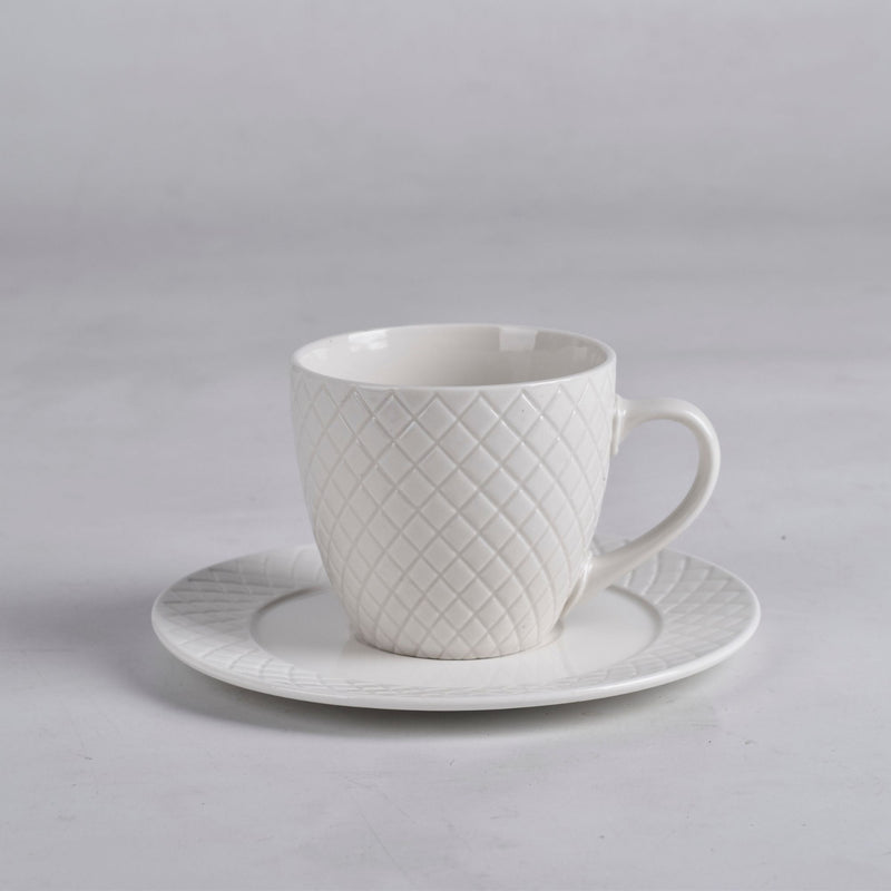 Set 6 Tazas + 6 Platos Té o Café Porcelana 210 ml
