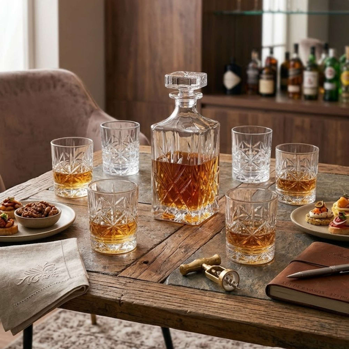 Set 6 Vasos Old Fashioned Tallados 323 ml