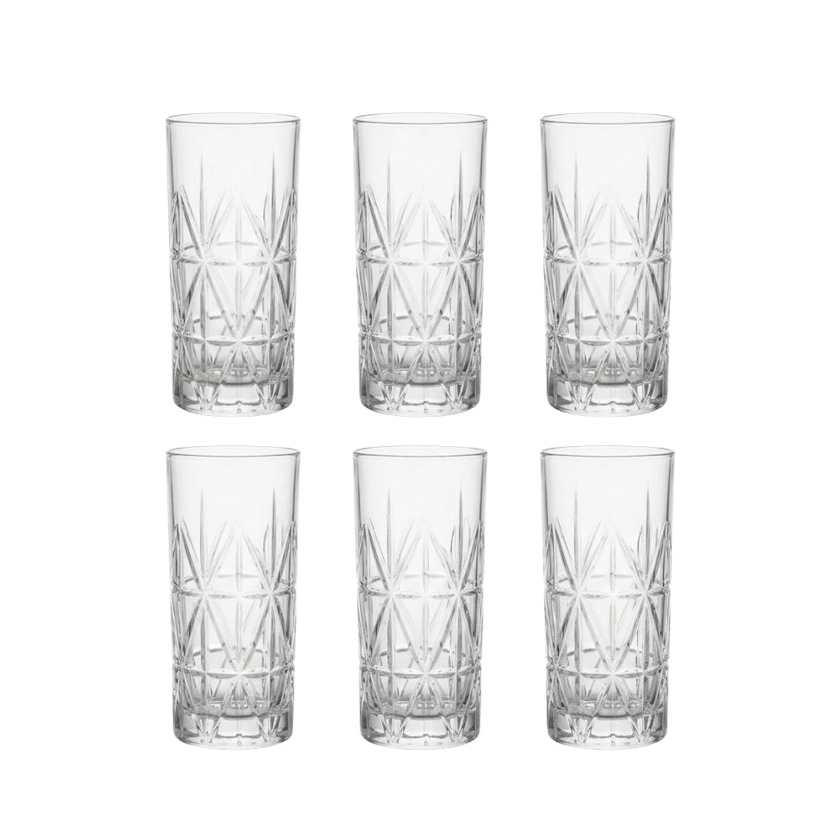 Set 6 Vasos Tallados Alto Highball 360 ml