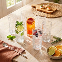 Set 6 Vasos Tallados Alto Highball 360 ml