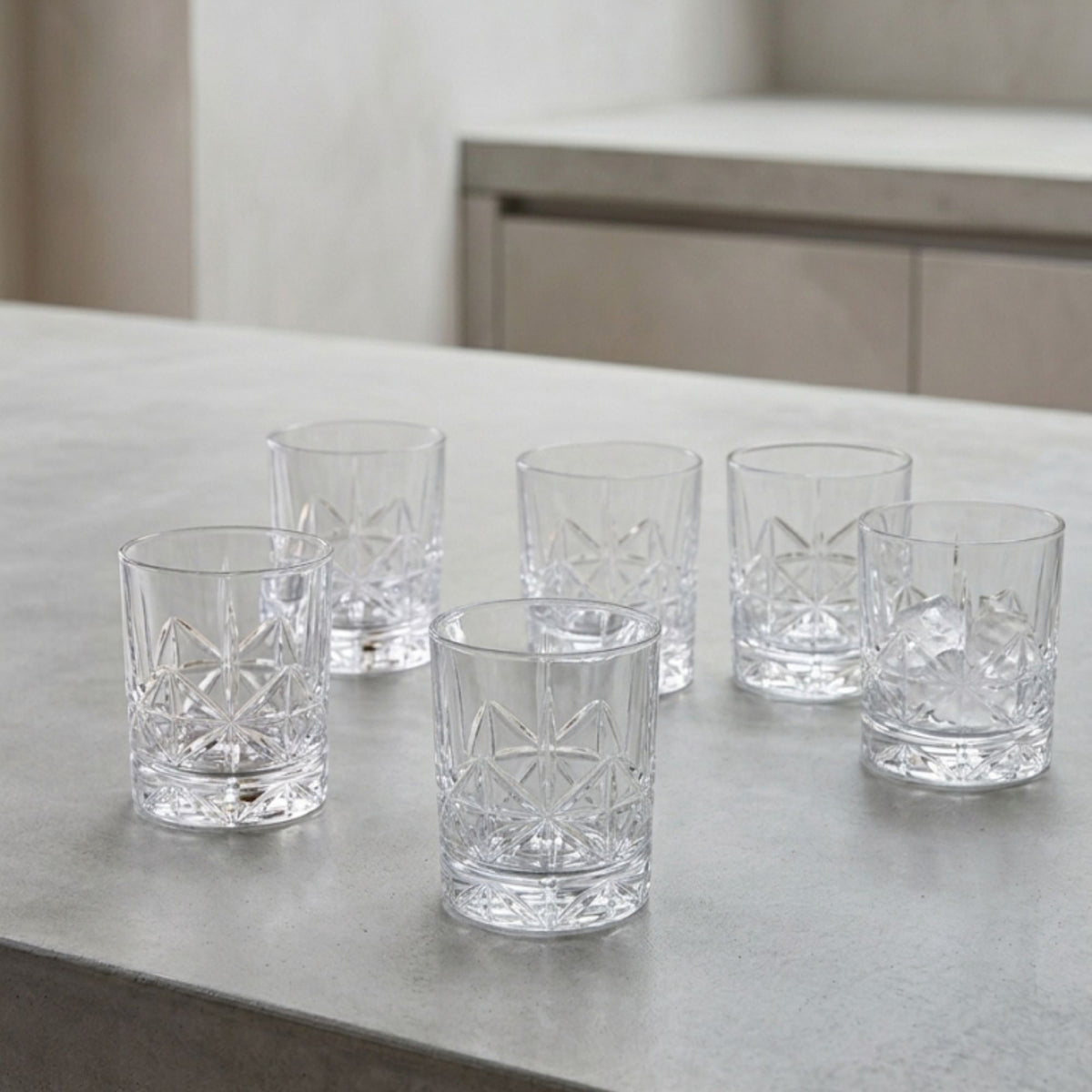 Set 6 Vasos Double Old Fashioned Tallados 377 ml