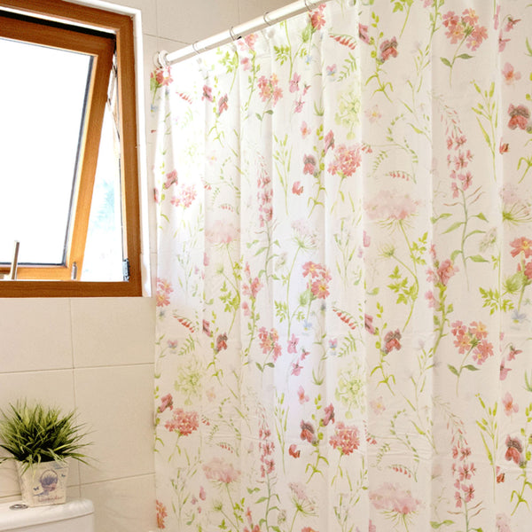 Cortina de baño 180x180 impermeable + 12 ganchos y Piso de baño Arcoiris - Decoexpress