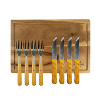 Set Parrillero Tabla + 8 Cubiertos Santo Asado Para Parrilla