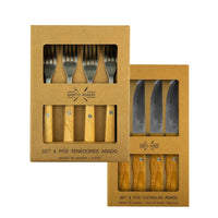 Set Parrillero Tabla + 8 Cubiertos Santo Asado Para Parrilla