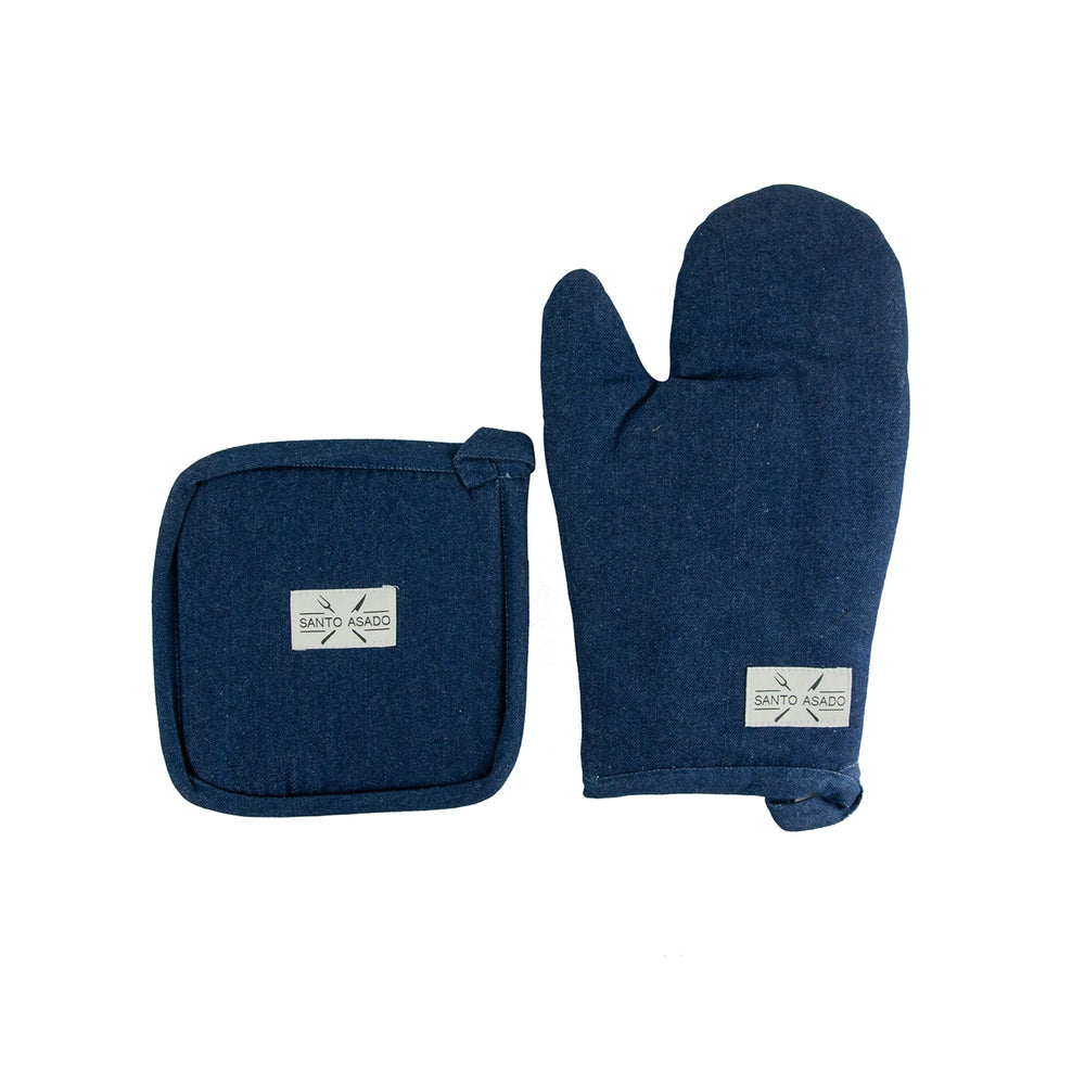 Set Toma Olla Y Guante Azul