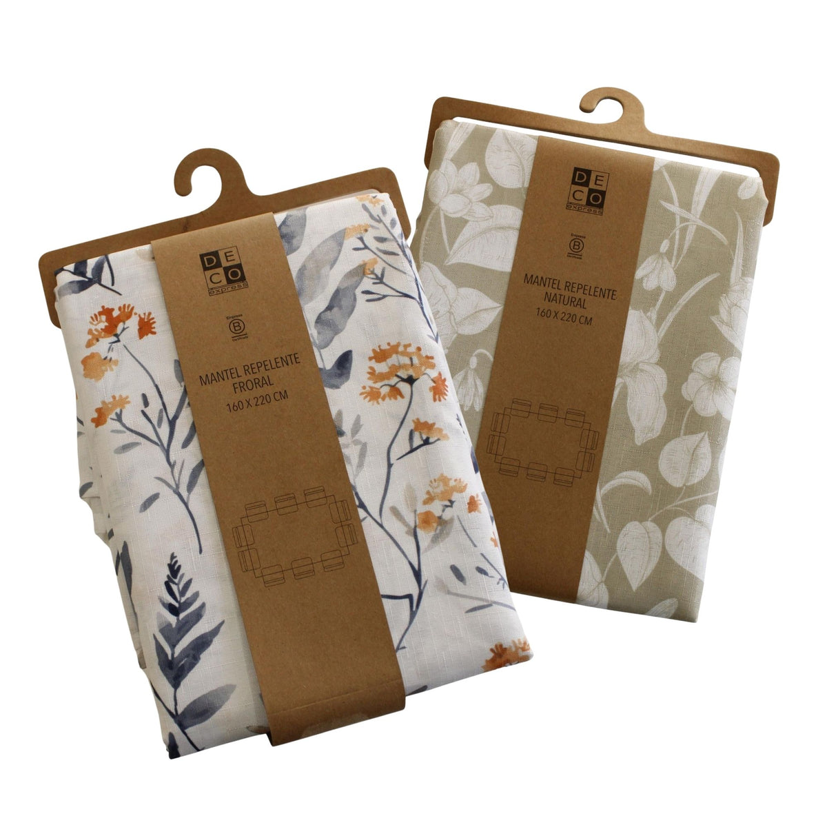 Set 2 Manteles Antimanchas Floral y Natural