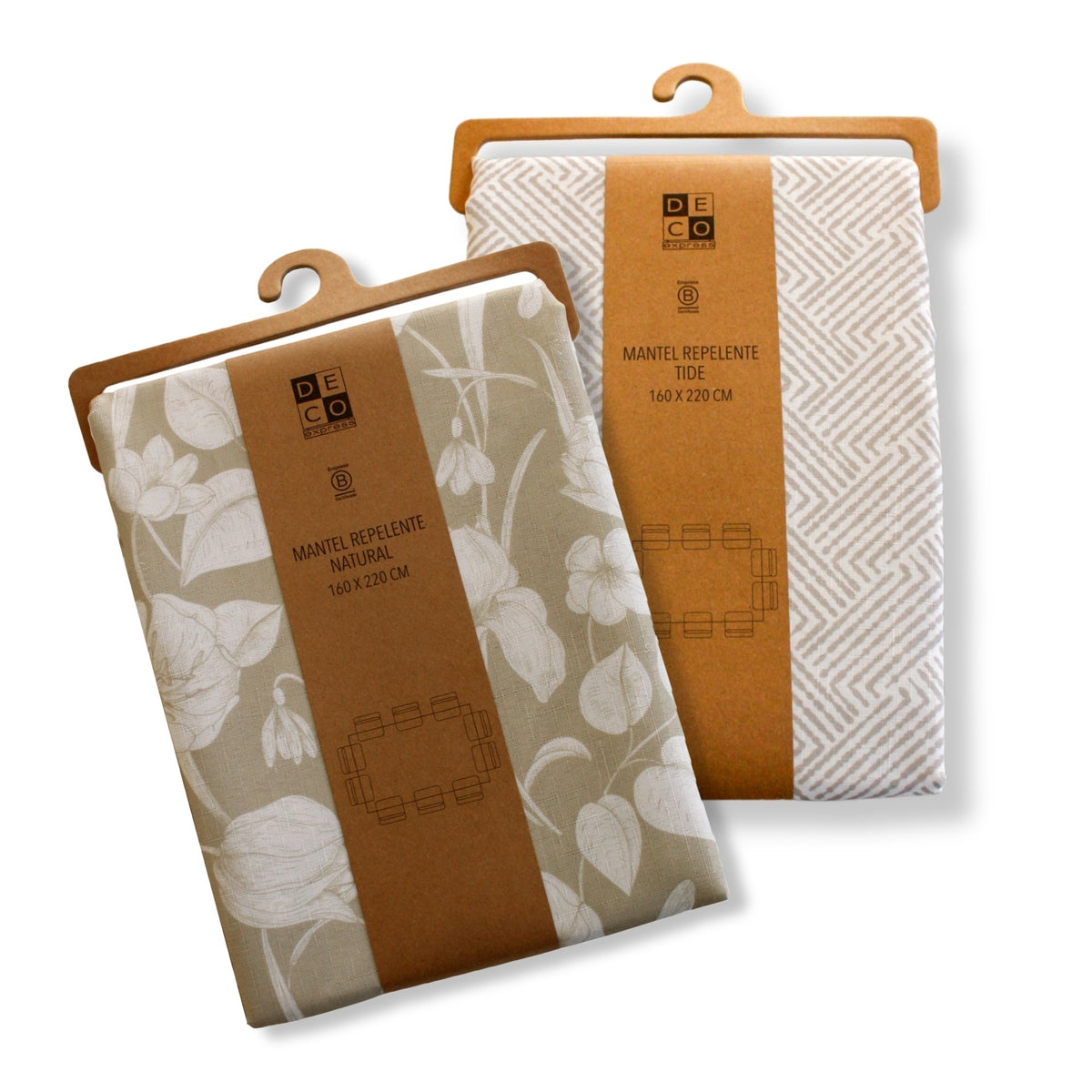 Set 2 Manteles Antimanchas Natural y Tide