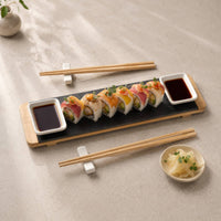 Set Sushi para 2 Personas en Tabla Bamboo y Palillos