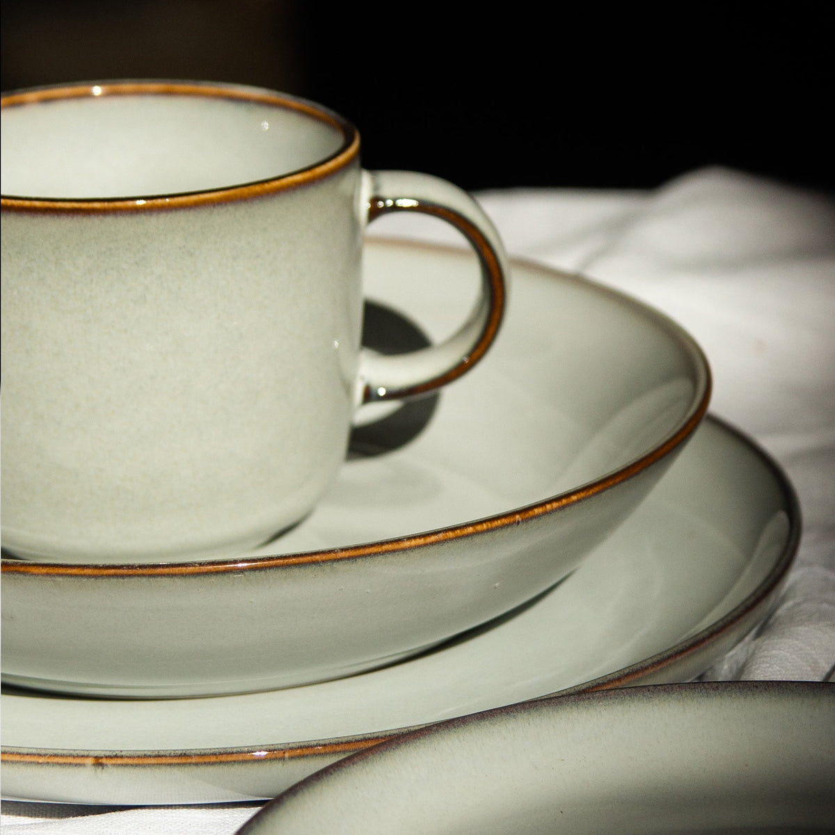 Set 4 Bowls Soperos Cerámica Borde Beige - Loza granel