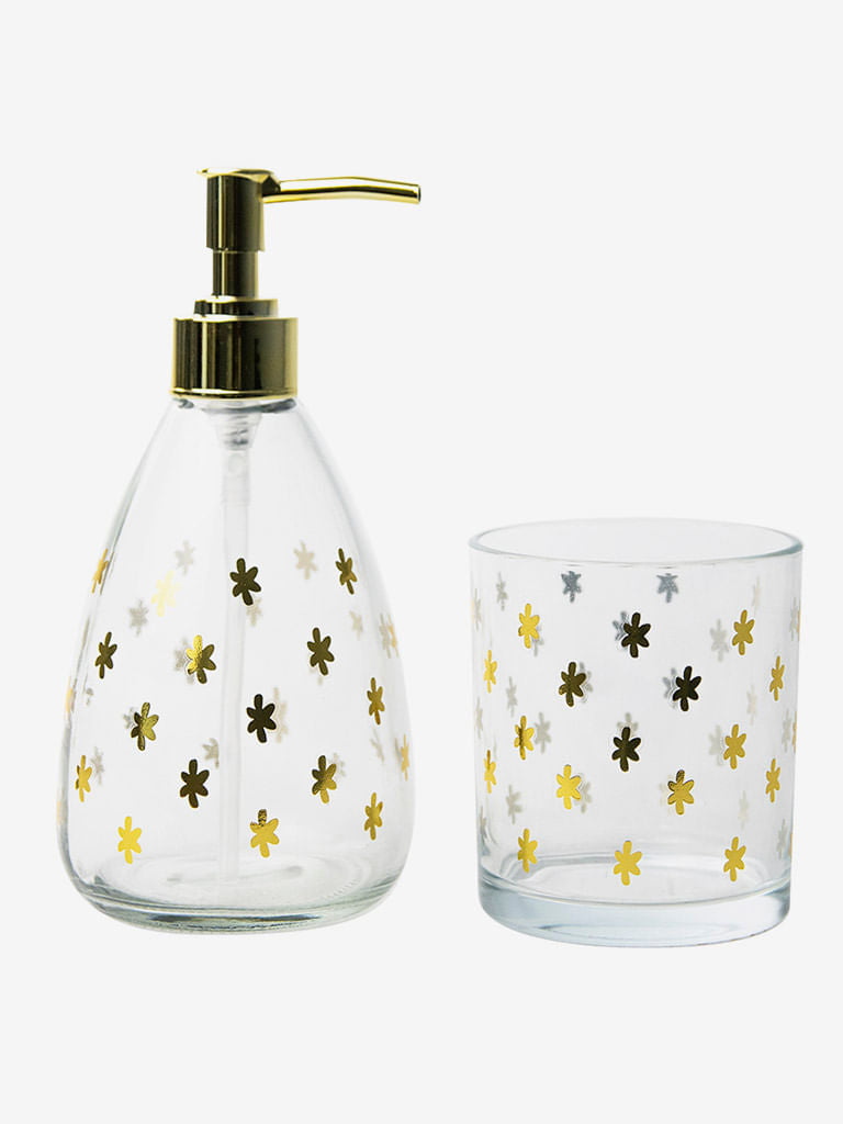 Set 2 Piezas Dispensador y Vaso Estrellas Gold