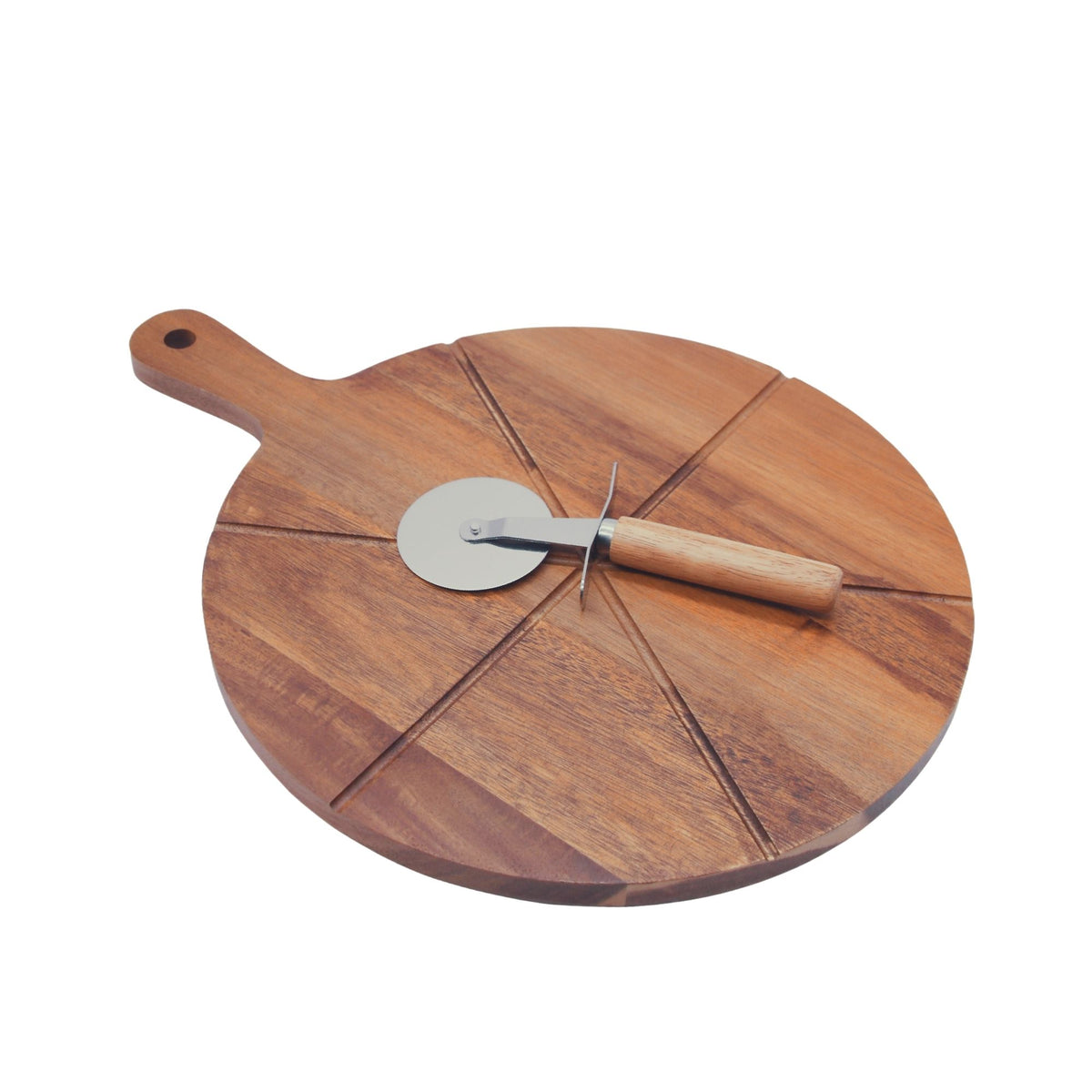 Tabla de Madera Acacia con Cortador de Pizza 42x32 cm