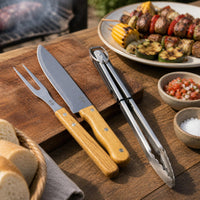 Set 3 Pzs Cuchillo, Tenedor y Tenaza Asado Lyn - Decoexpress