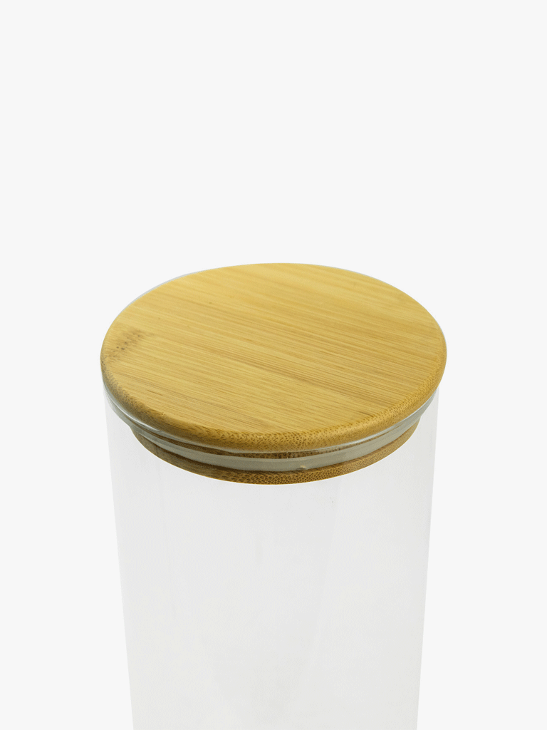 Frasco Vidrio Tapa Madera 16 Cm