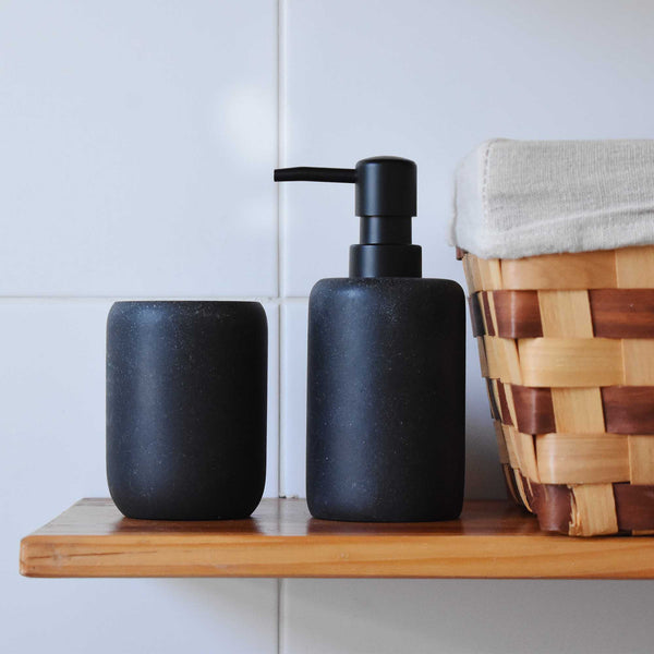 Set 2 accesorios de baño Dispensador de jabón y Vaso Noir