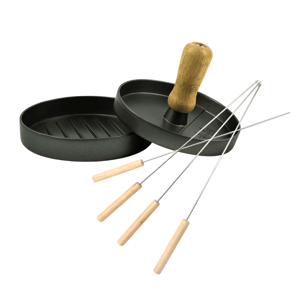 Set Prensa Hamburguesa y 4 Pzs Anticucho - Decoexpress