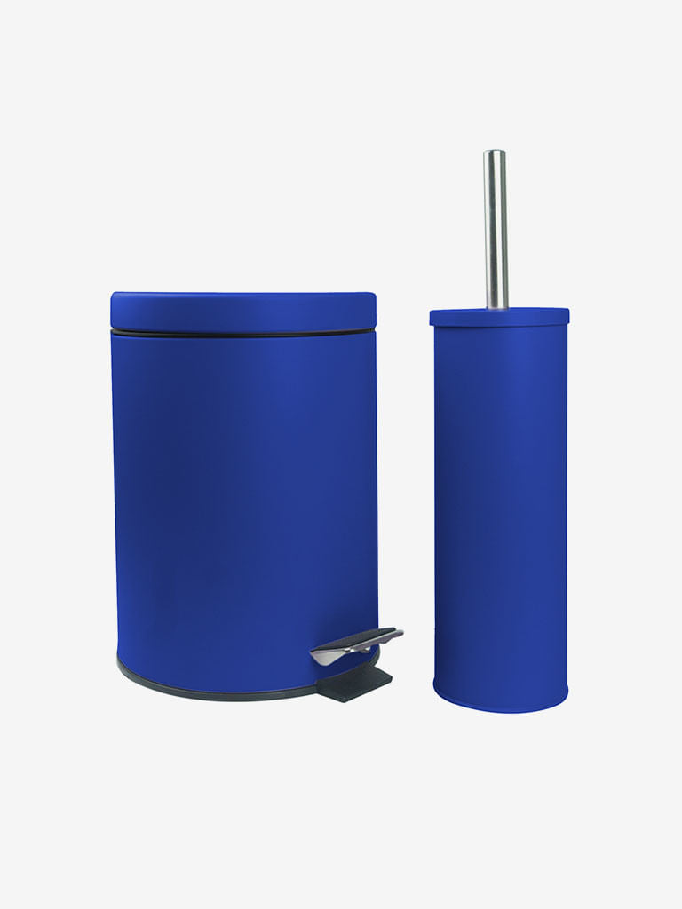 Set Basurero 5 LT + Cepillo Limpiador WC Azul