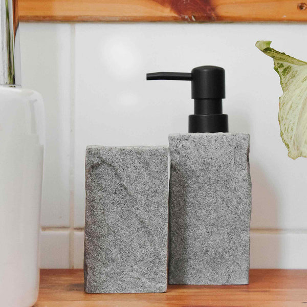 Set 2 accesorios de baño Dispensador de jabón y Vaso Rock - Decoexpress
