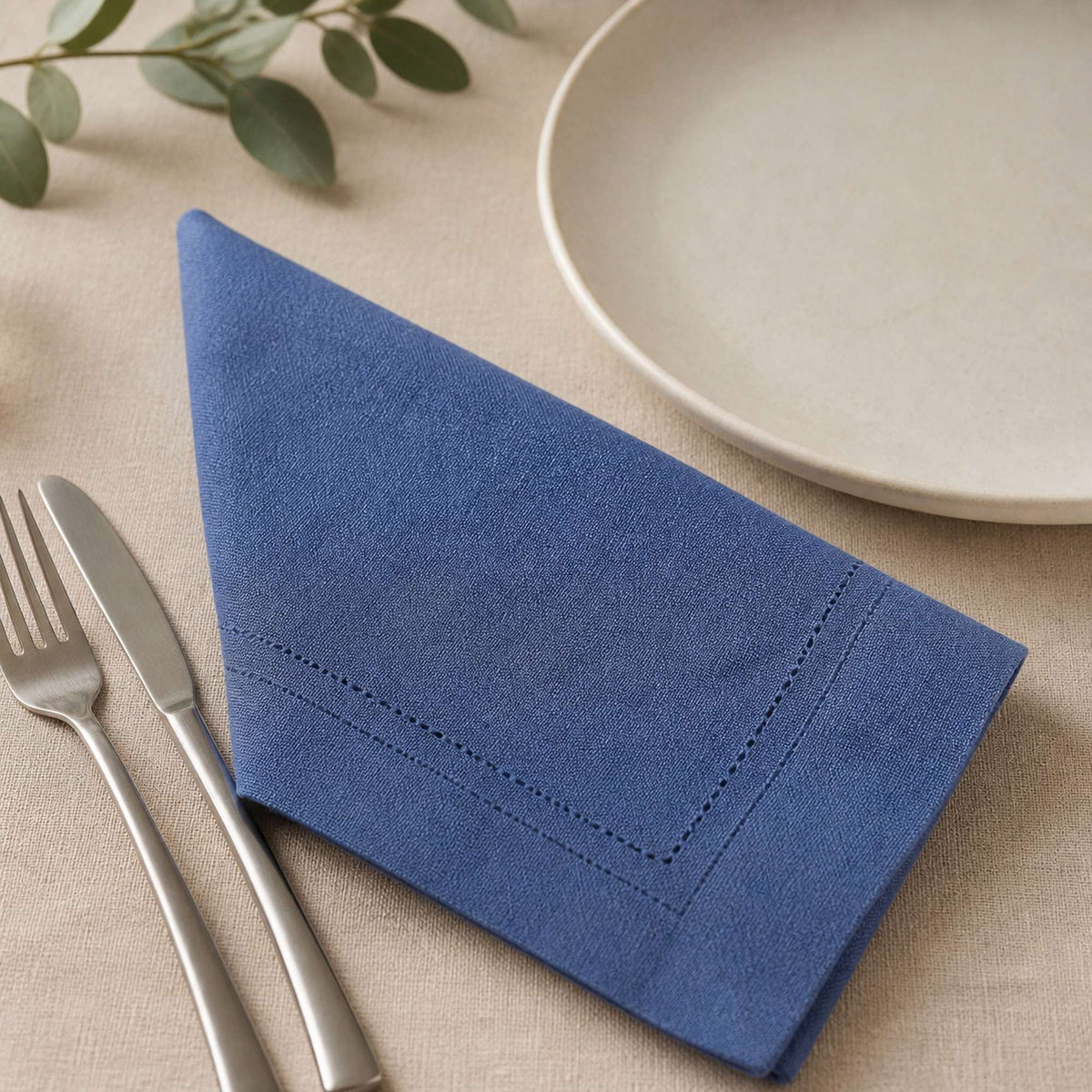 Set 4 Servilletas Picot Azul - Decoexpress